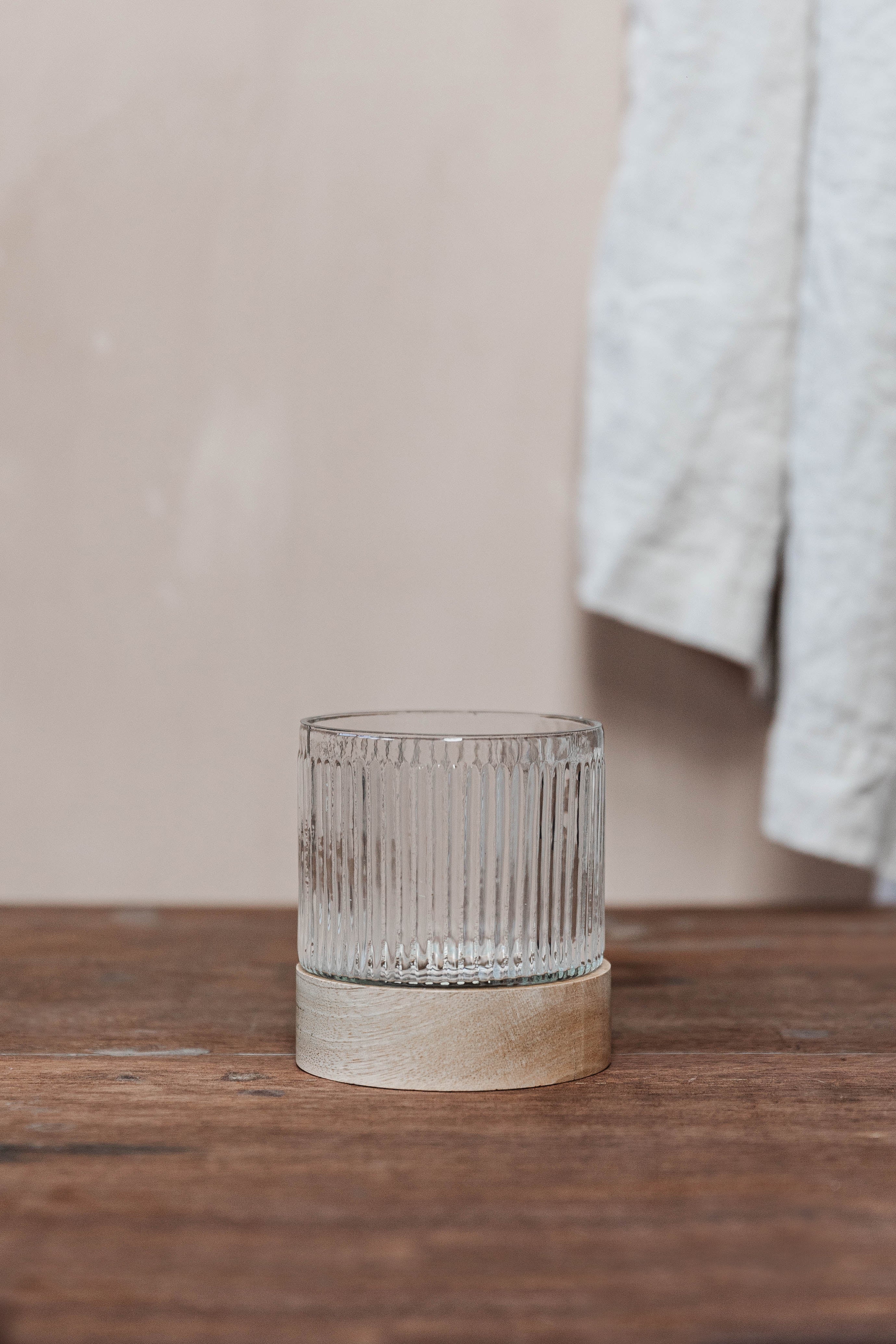 Small Ribbed Candle Holder