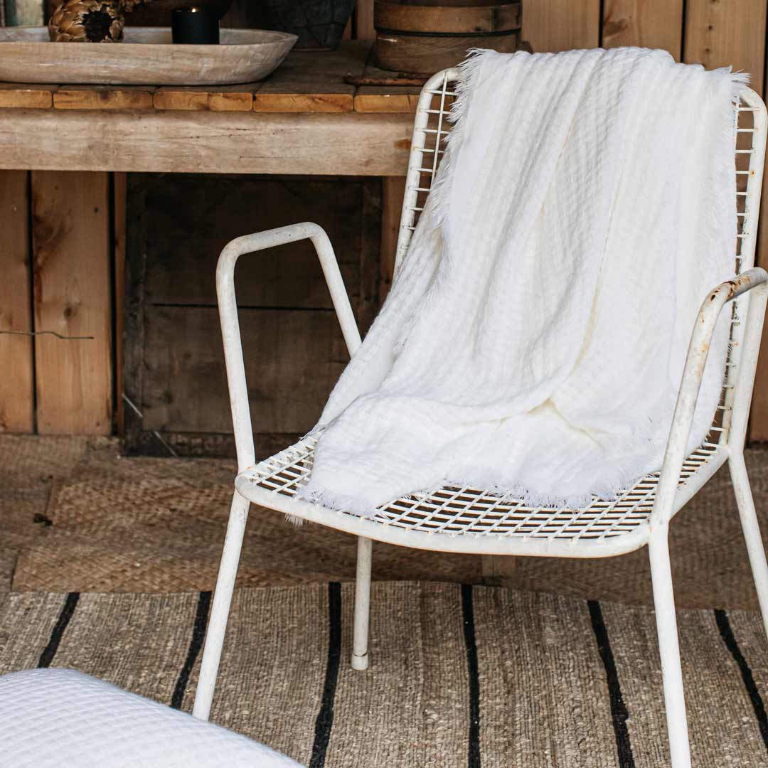 Hallen White Basketweave Throw 150x200cm